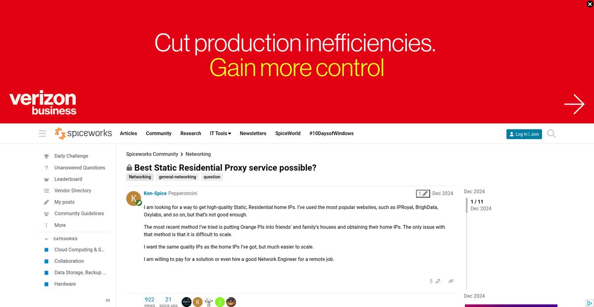 Best Static Residential Proxy service possible? - Networking Screenshot