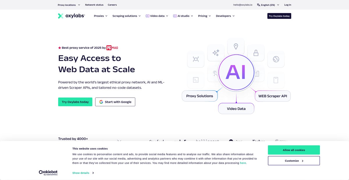 Oxylabs - High Quality Proxy Service to Gather Data at Scale Screenshot