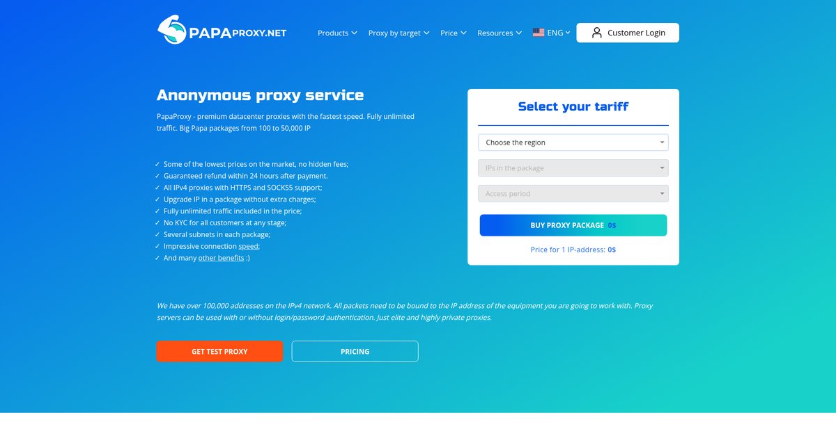 Anonymous proxies and IP services — buy high-anonymity proxy lists and servers at PapaProxy.net Screenshot