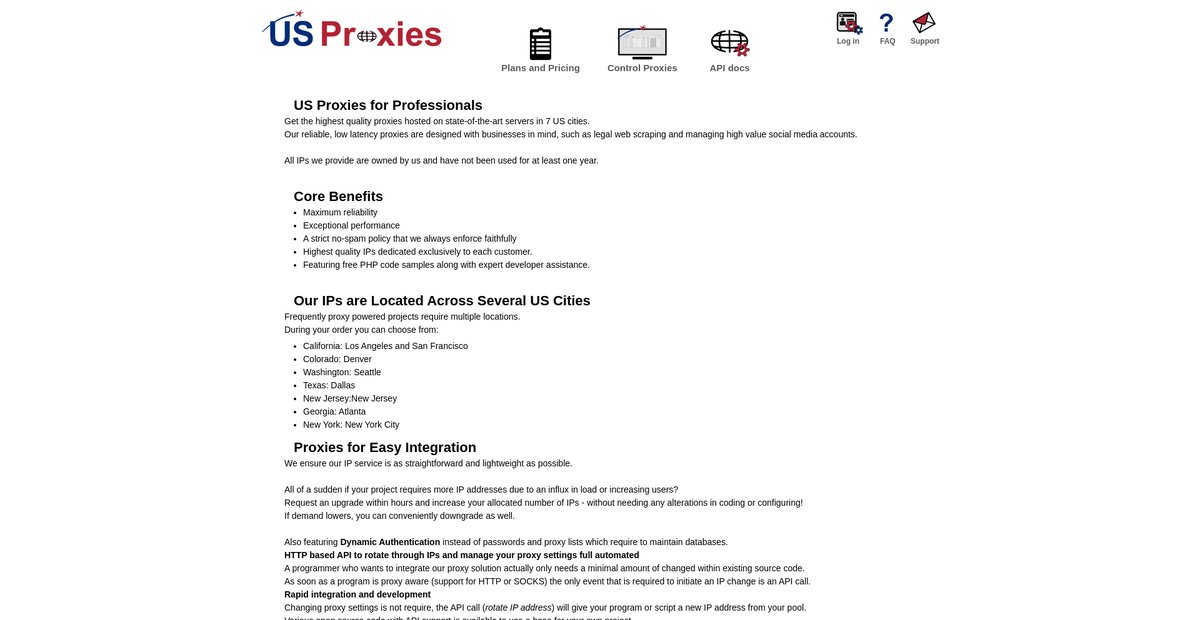 Proxies.com - Professional US IP proxy service Screenshot