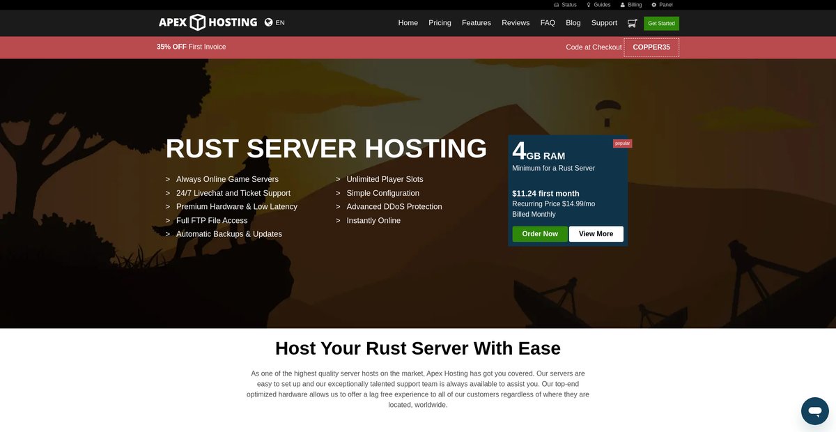 Rust Server Hosting Screenshot