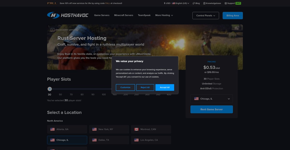 Rust Server Hosting Screenshot