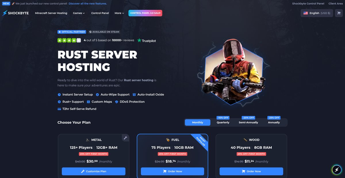 Rust Server Hosting Screenshot