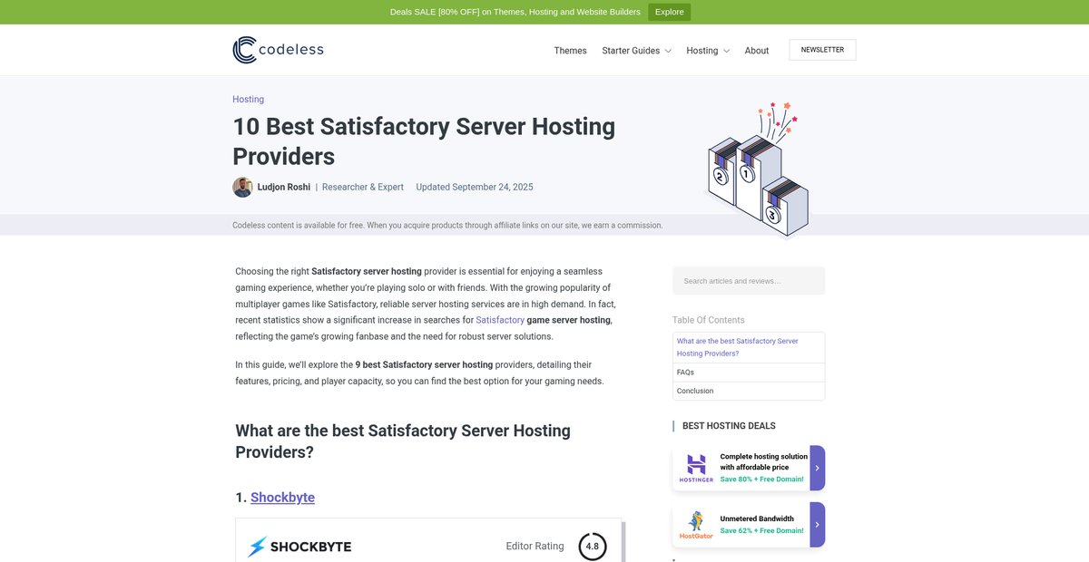 10 Best Satisfactory Server Hosting Providers - Codeless Screenshot