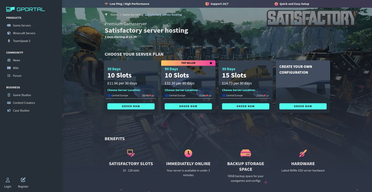 Satisfactory server hosting | g-portal.com Screenshot