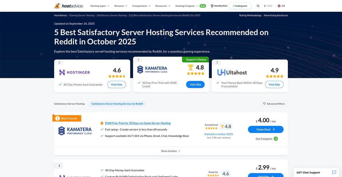 5 Best Satisfactory Server Hosting by Reddit in Sep 2025 Screenshot