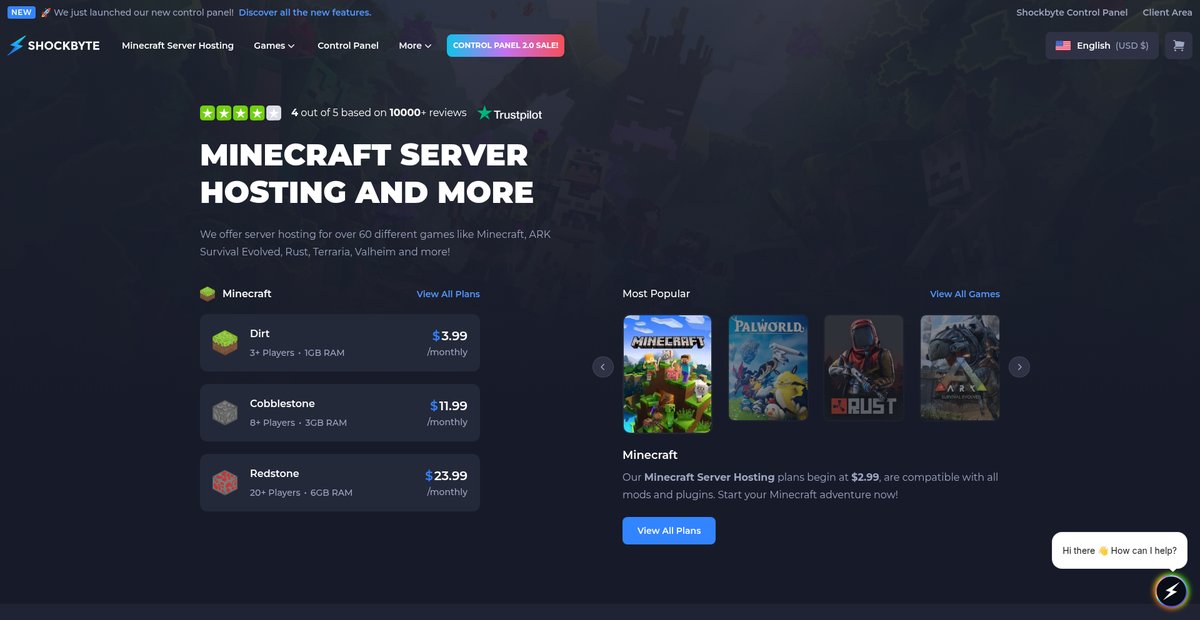 Shockbyte | Minecraft Server Hosting Screenshot