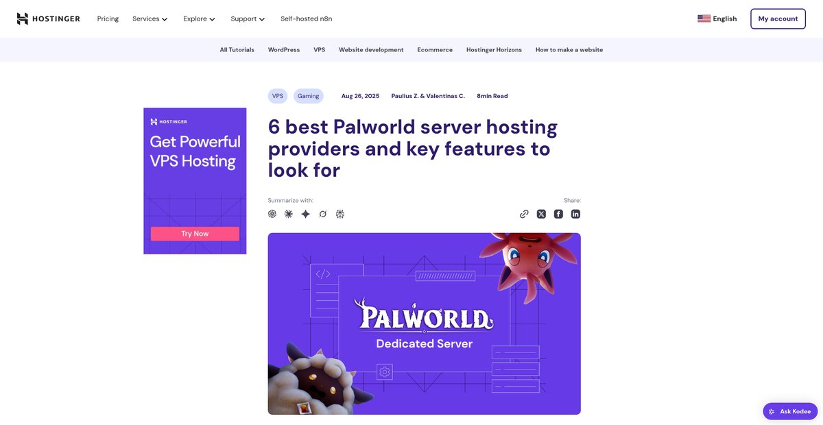 6 Best Palworld Server Hosting Providers in 2025 Screenshot