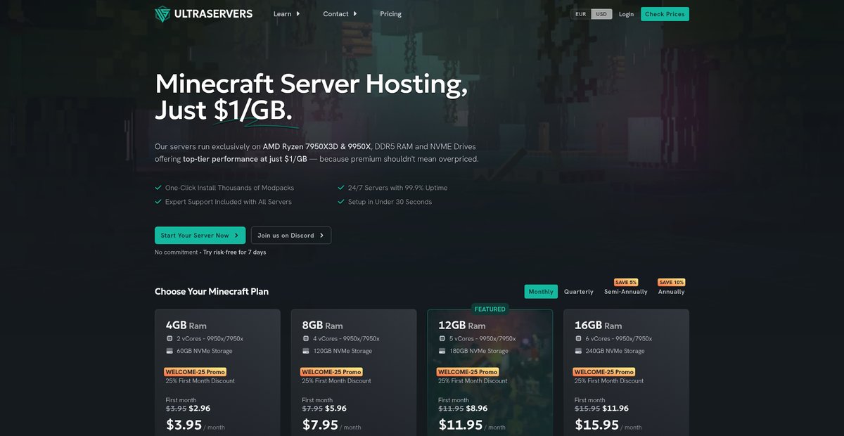 UltraServers - Reliable Game Servers, Unmatched Performance, No Hidden Costs Screenshot