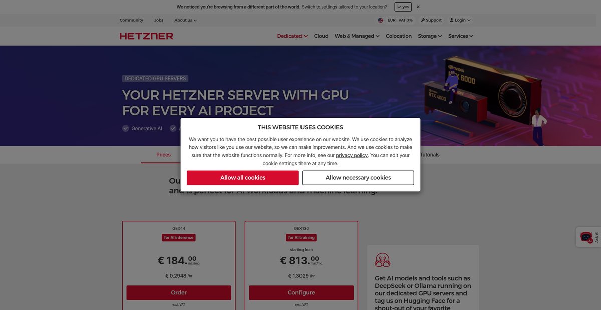 Server with GPU: for your AI and machine learning projects. Screenshot