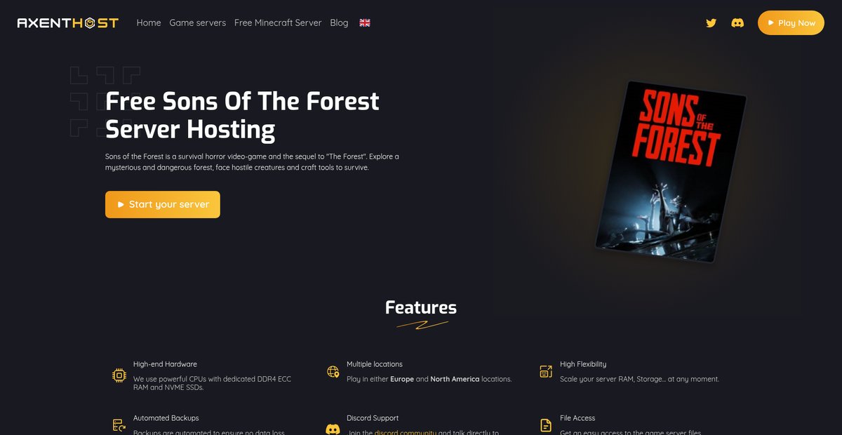 AxentHost - Free Sons of the Forest Server Hosting Screenshot