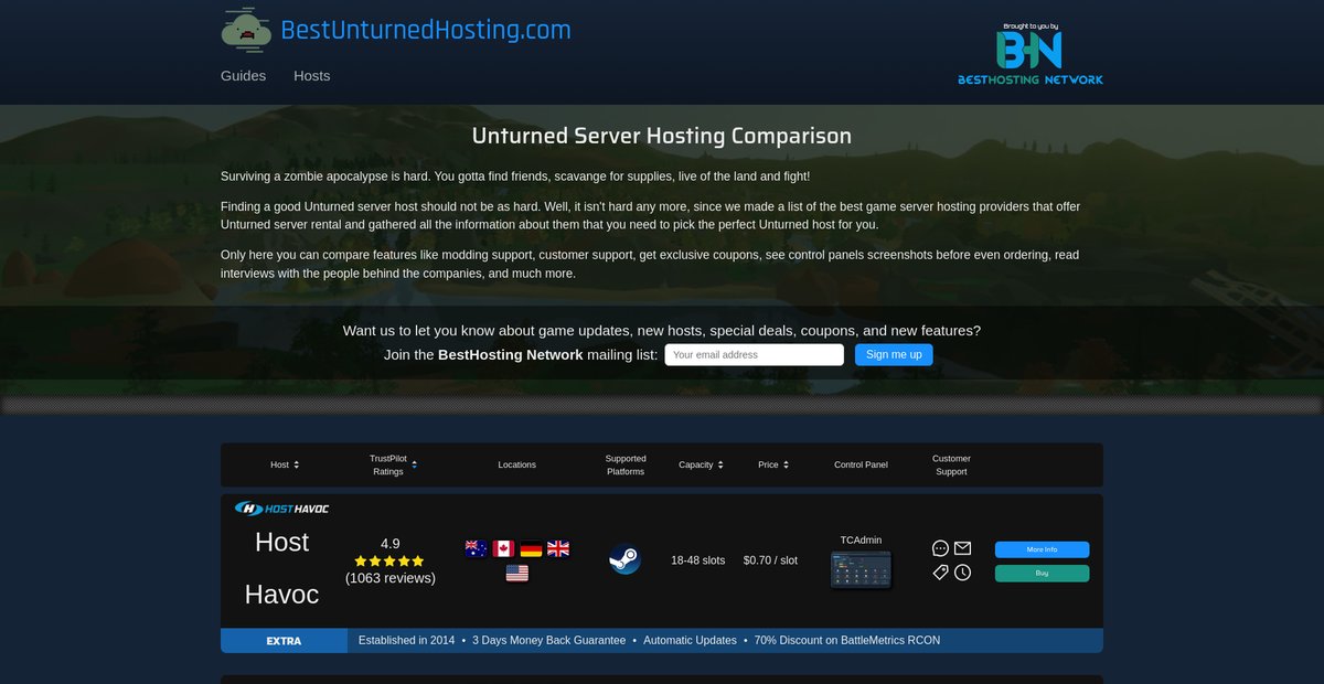 Top 20 Unturned Server Hosting Providers - Updated 2022 Screenshot