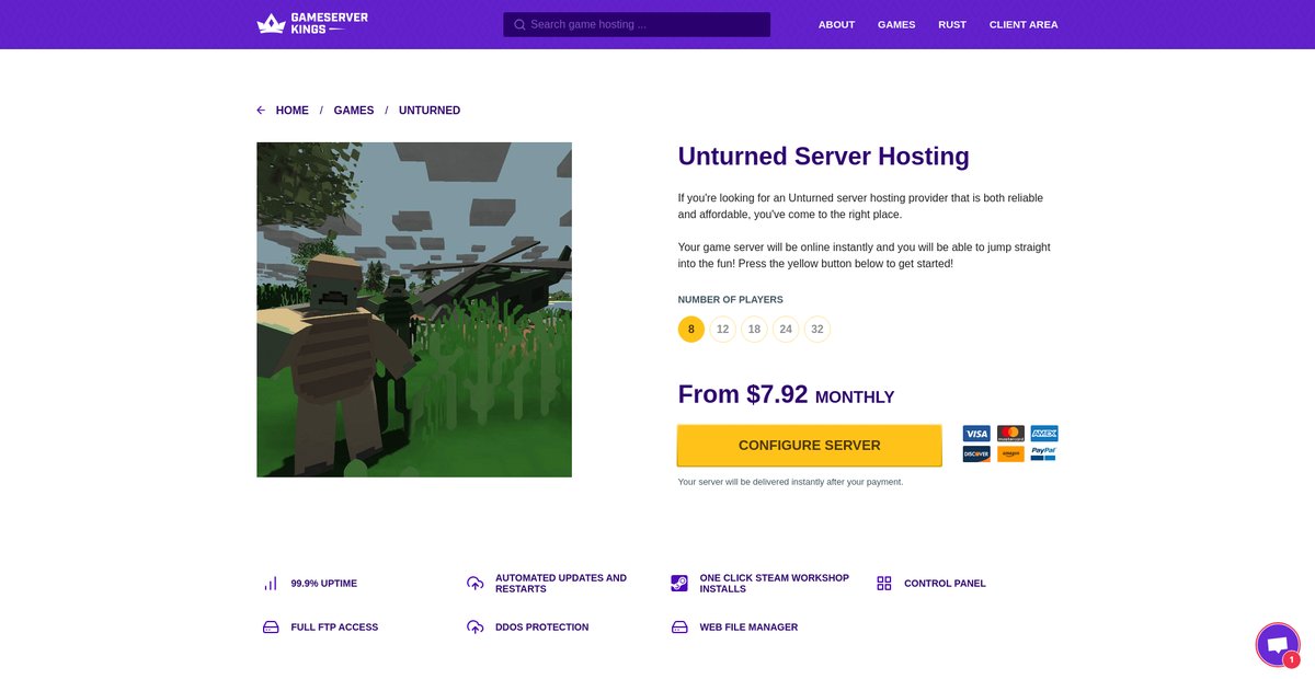 Unturned Server Hosting | Rent and Buy Unturned Servers Screenshot