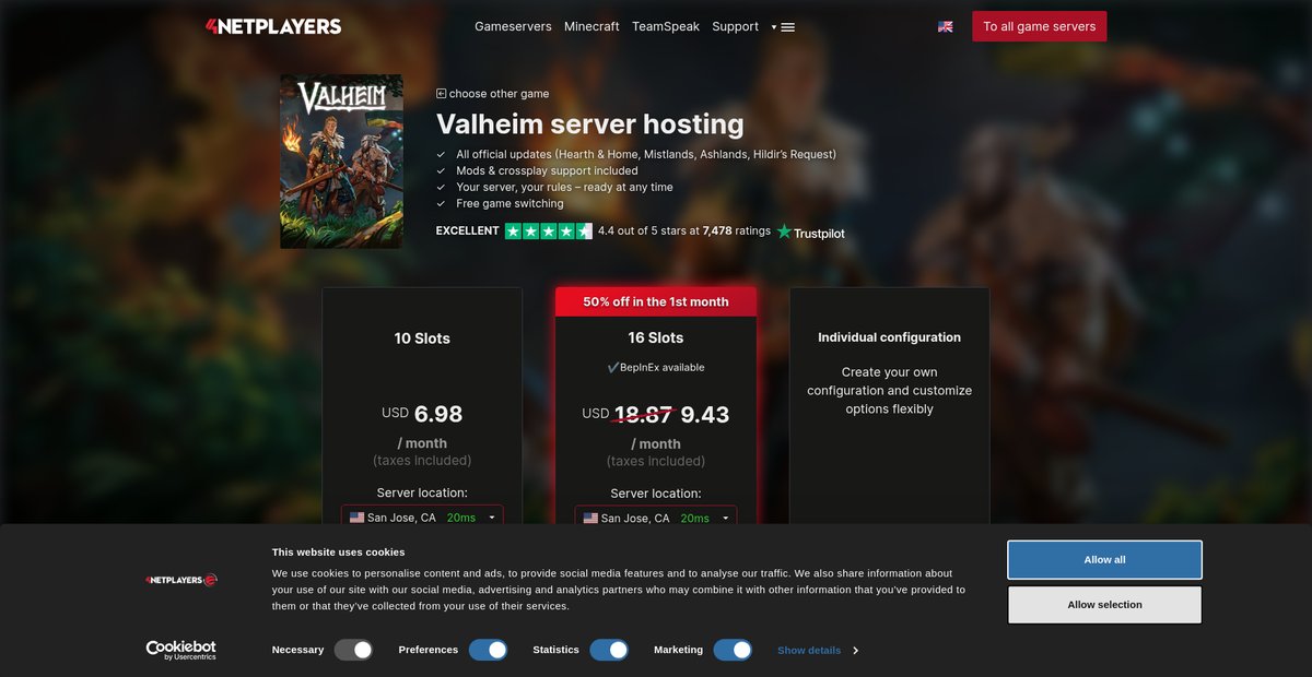 Valheim Server hosting from EUR5.99/month Screenshot