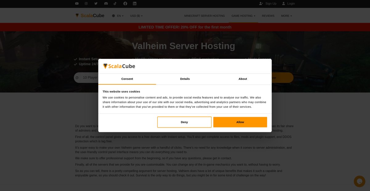 Valheim Server Hosting - ScalaCube Screenshot