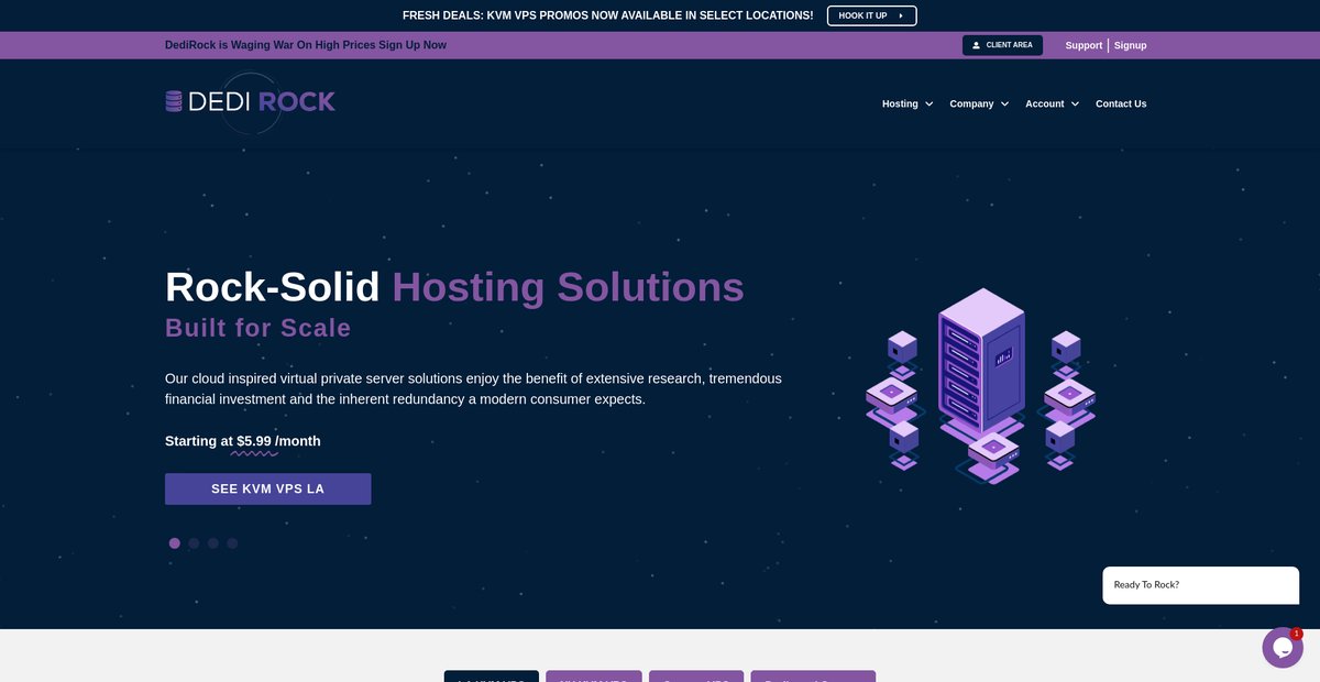 Home - DediRock - Reliable VPS, Dedicated & Storage Hosting Screenshot