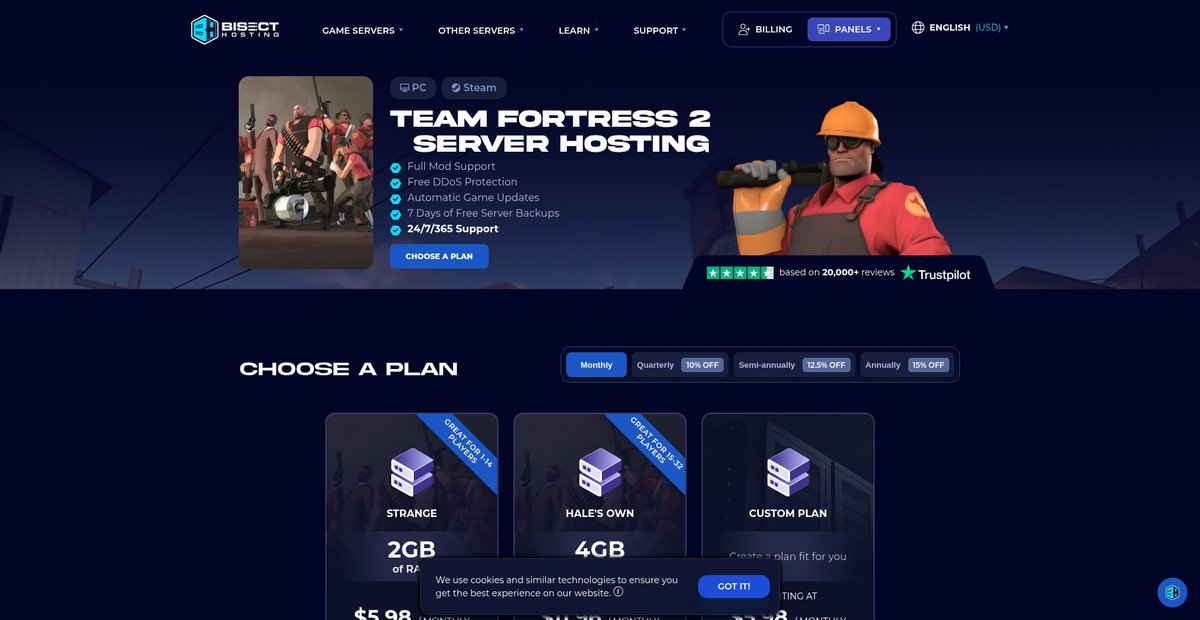 TF2 Server Hosting | Online 24/7/365 | BisectHosting Screenshot