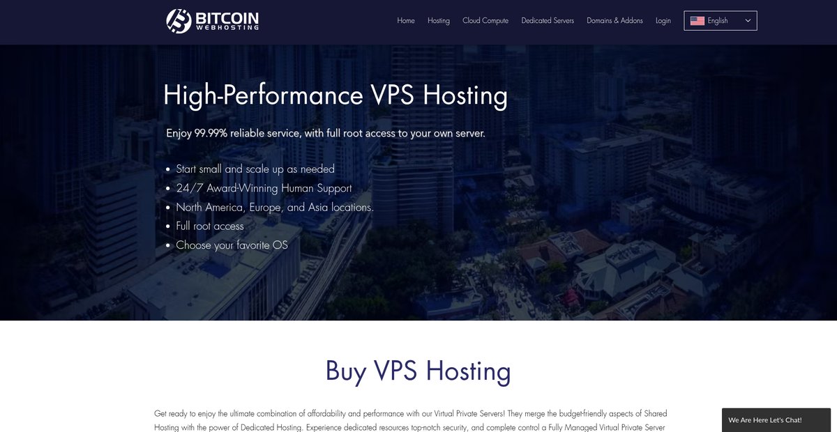 Bitcoin VPS Hosting – Bitcoinwebhosting.net Screenshot