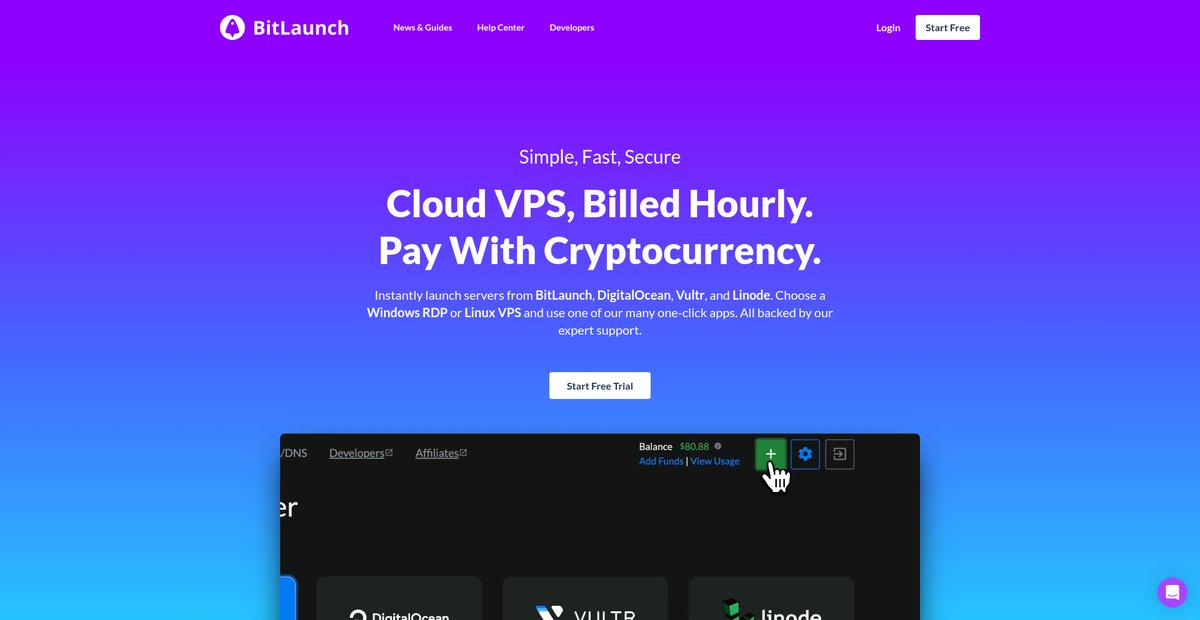 BitLaunch: Bitcoin VPS Cloud Servers from DigitalOcean, Vultr ... Screenshot