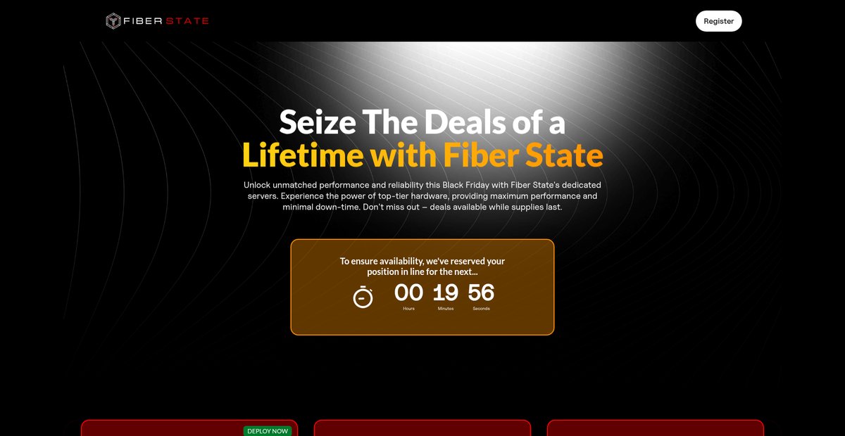 Fiberstate - Black Friday Deals Dedicated Servers Screenshot