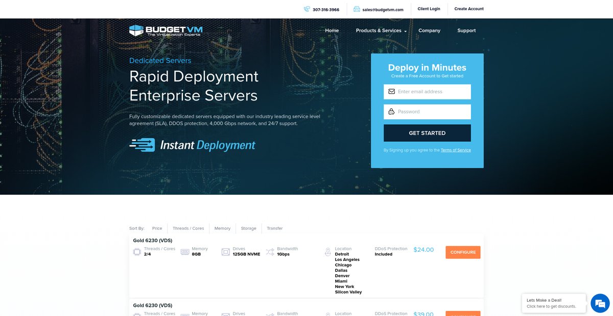 Dedicated Server Hosting | Instant Deployment | Get Started Now Screenshot