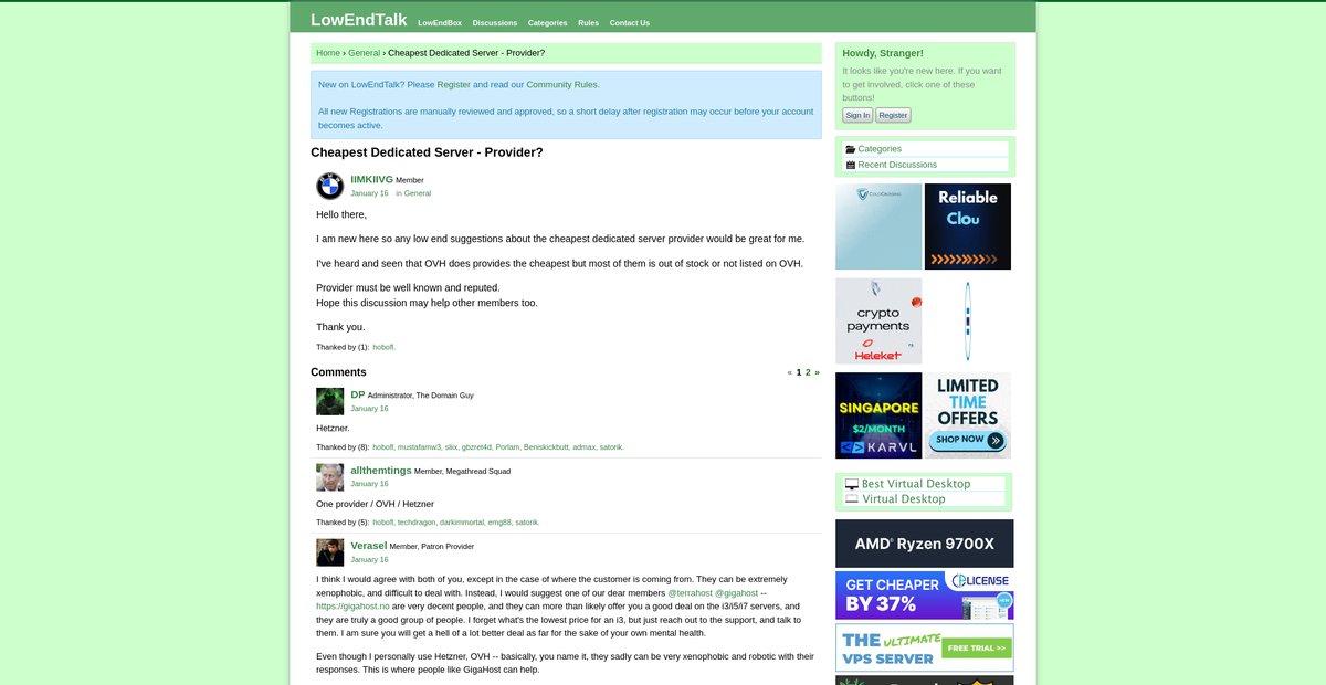 Cheapest Dedicated Server - Provider? Screenshot