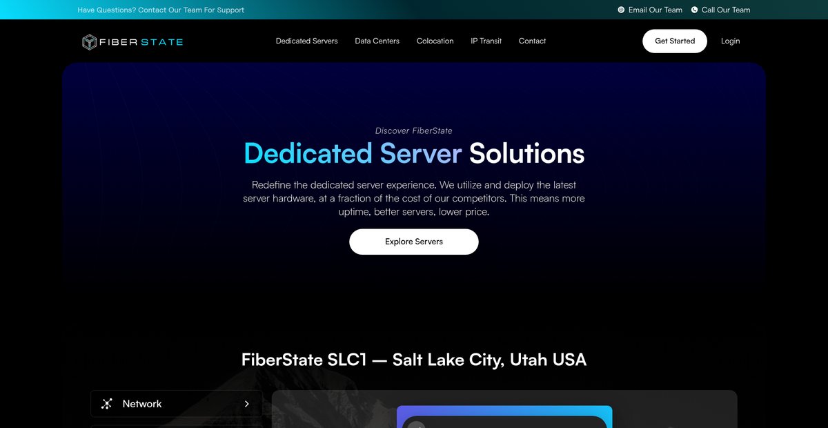 Dedicated Server Hosting | High-Performance and Reliable Solutions by FiberState Screenshot