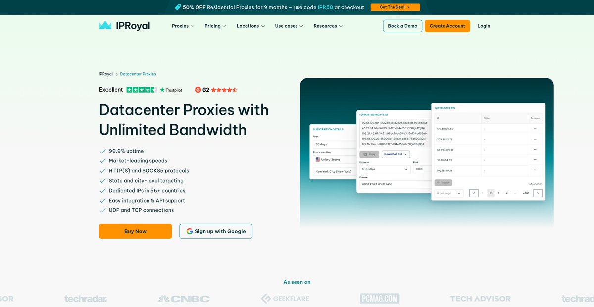 Buy Dedicated Datacenter Proxies (Unlimited Traffic) - $1.39/IP Screenshot