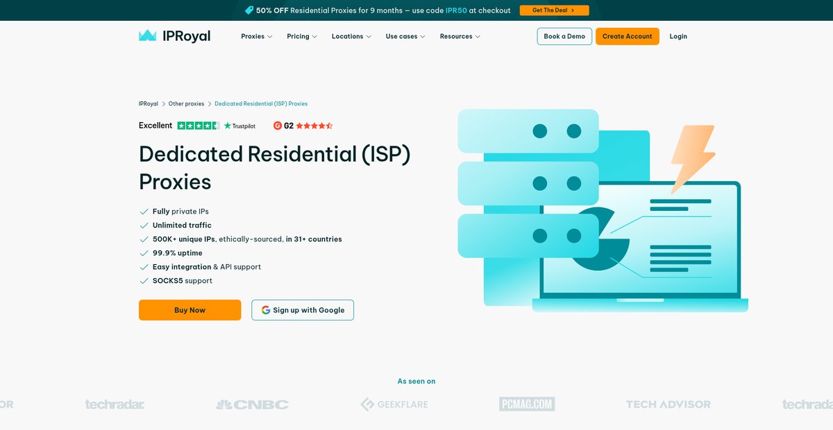 Buy Stable Dedicated (Private) Residential ISP Proxies Screenshot