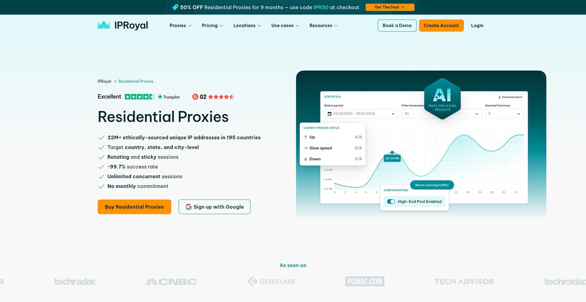 Buy Fast Residential Proxies - Top-Quality IPs from $2.45/GB Screenshot