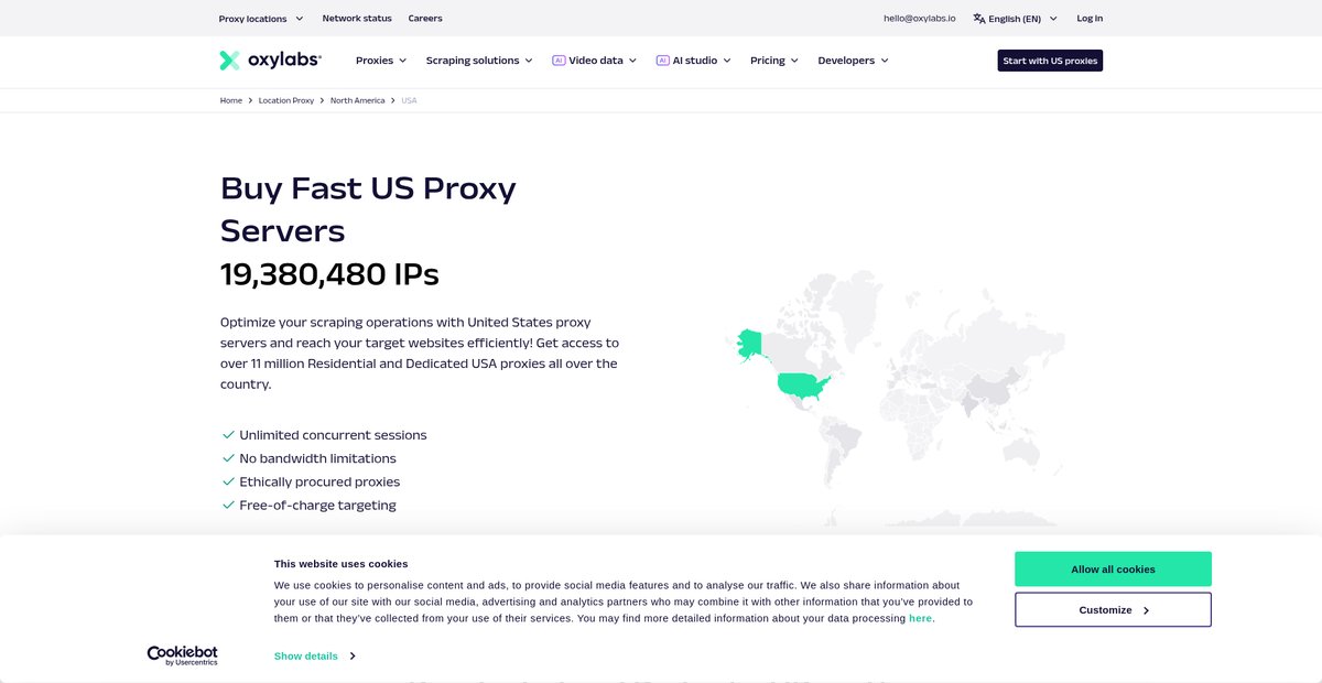 Buy Fast US Proxy Servers - Residential, Dedicated & Mobile IPs Screenshot