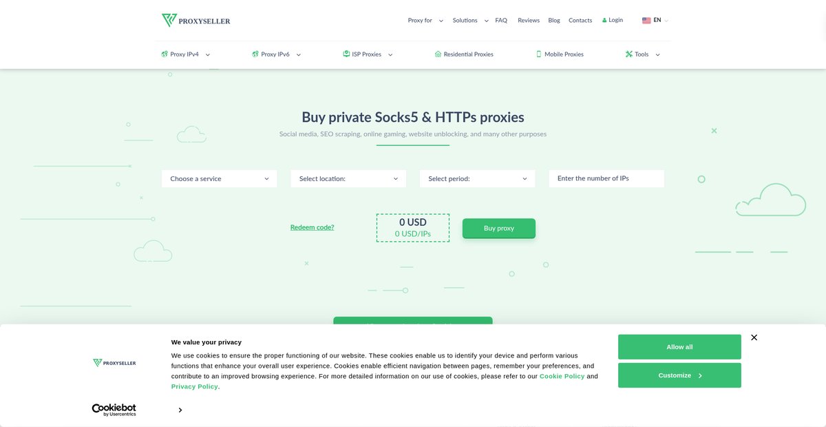 Buy Proxy - Fast Private SOCKS5 & HTTPs Proxy Servers Screenshot