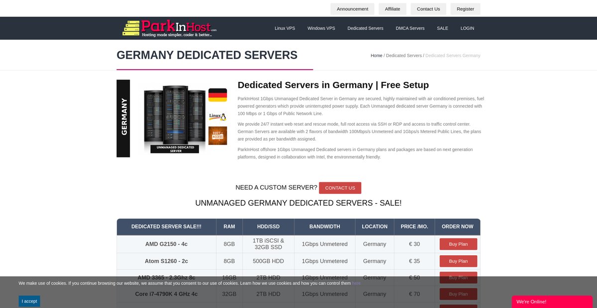 Germany Dedicated Servers - 1Gbps Unmetered German ... Screenshot