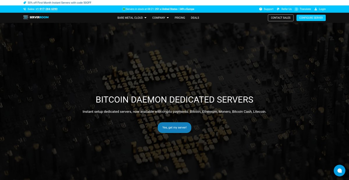 Bitcoin Dedicated Servers Just $5/mo | Pay with Crypto Screenshot