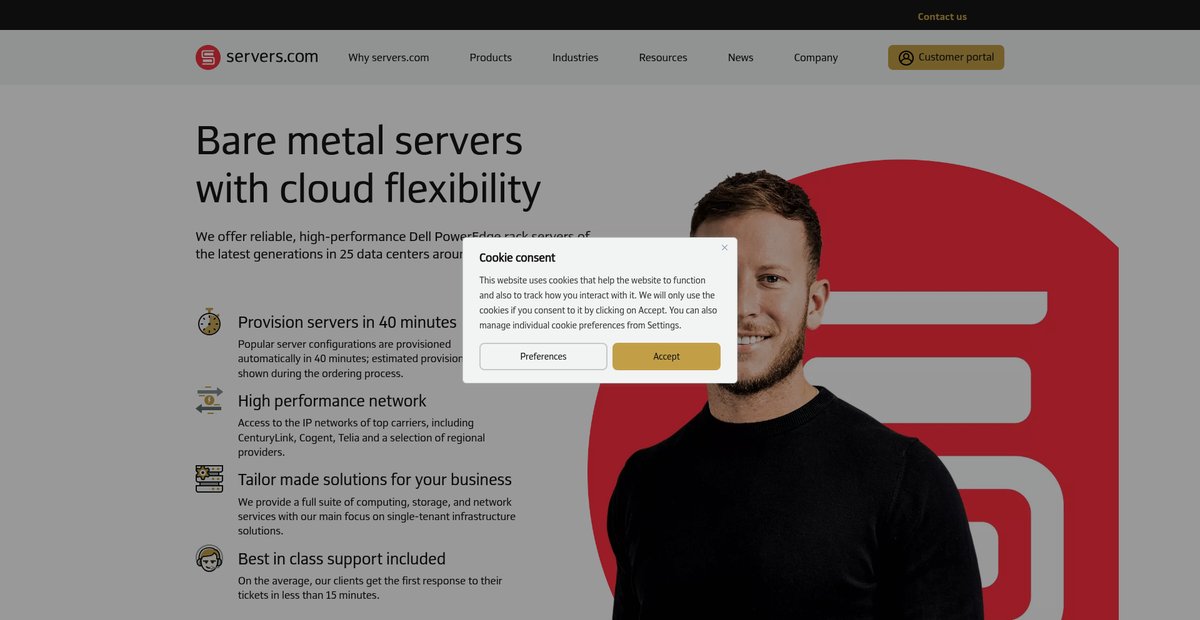 Dedicated Bare Metal Server Provider | servers.com Screenshot
