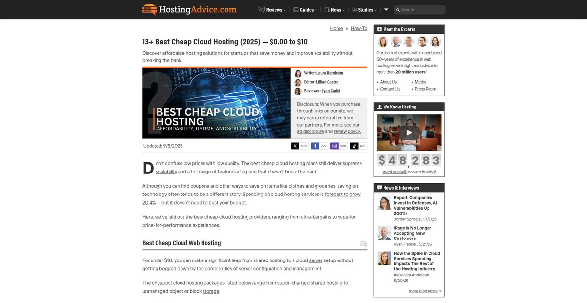 13+ Best Cheap Cloud Hosting (2025) — $0.00 to $10 Screenshot