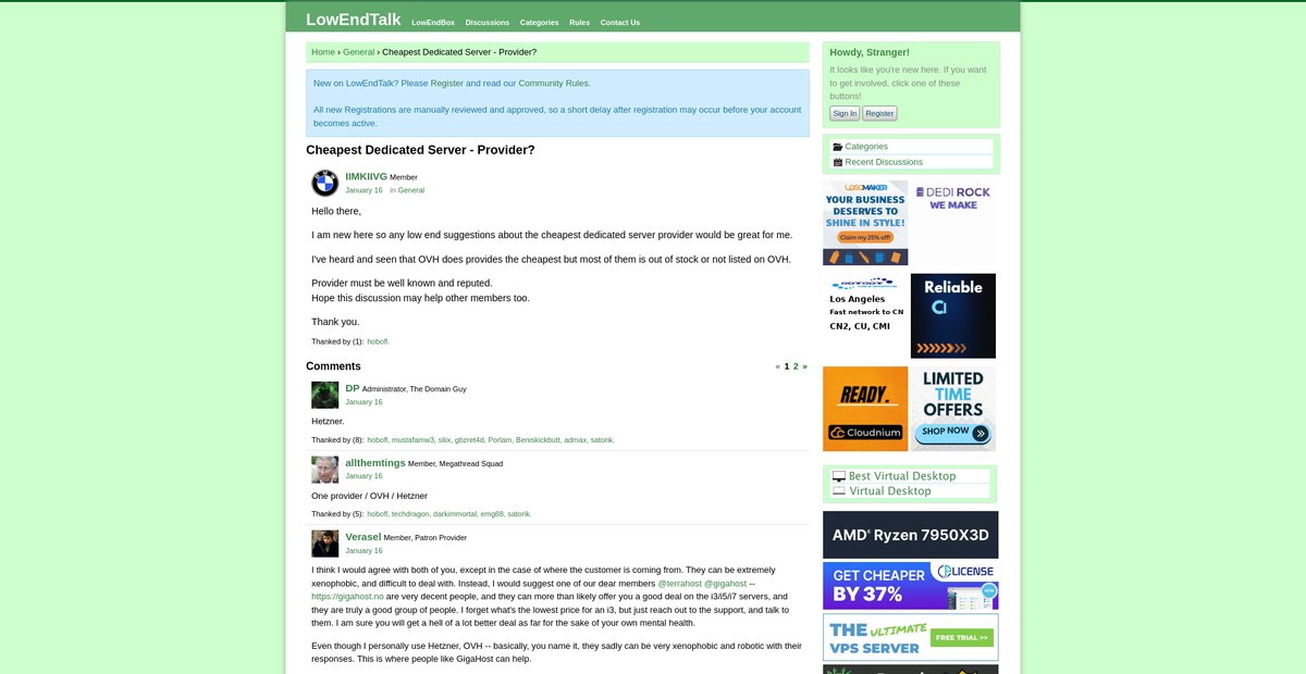 Cheapest Dedicated Server - Provider? Screenshot
