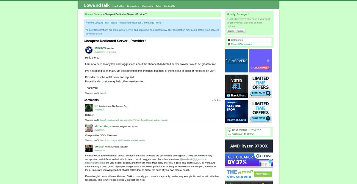 Cheapest Dedicated Server - Provider? Screenshot