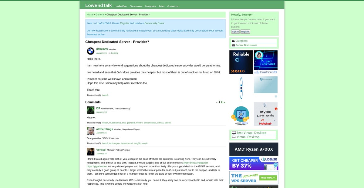Cheapest Dedicated Server - Provider? Screenshot