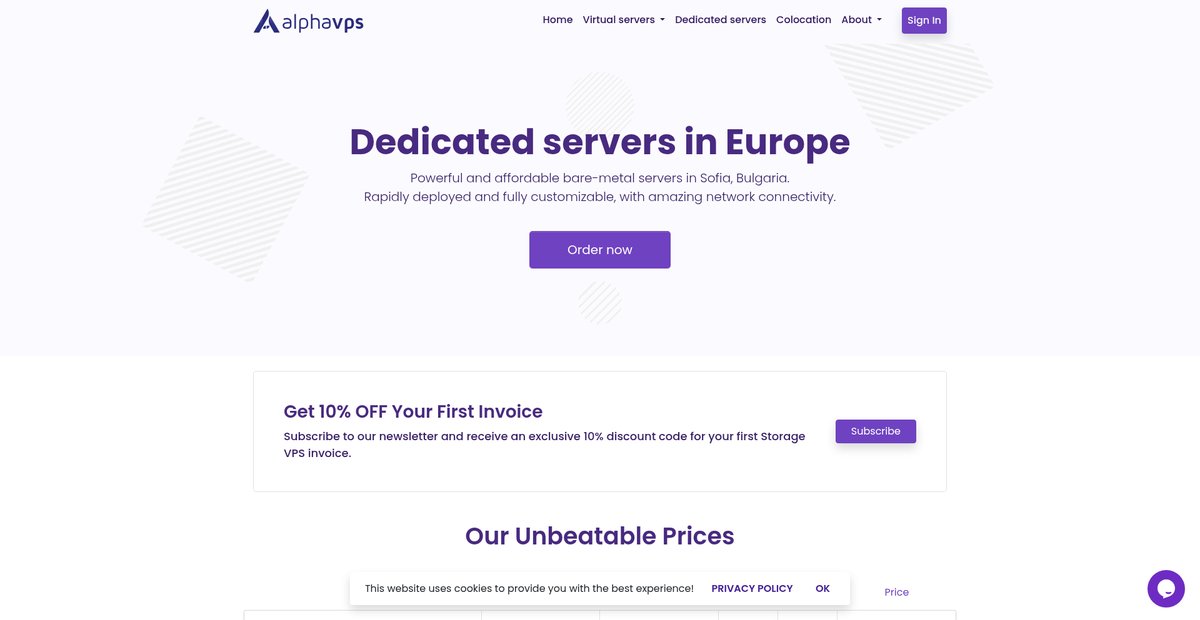 Affordable Dedicated Servers in Europe Screenshot