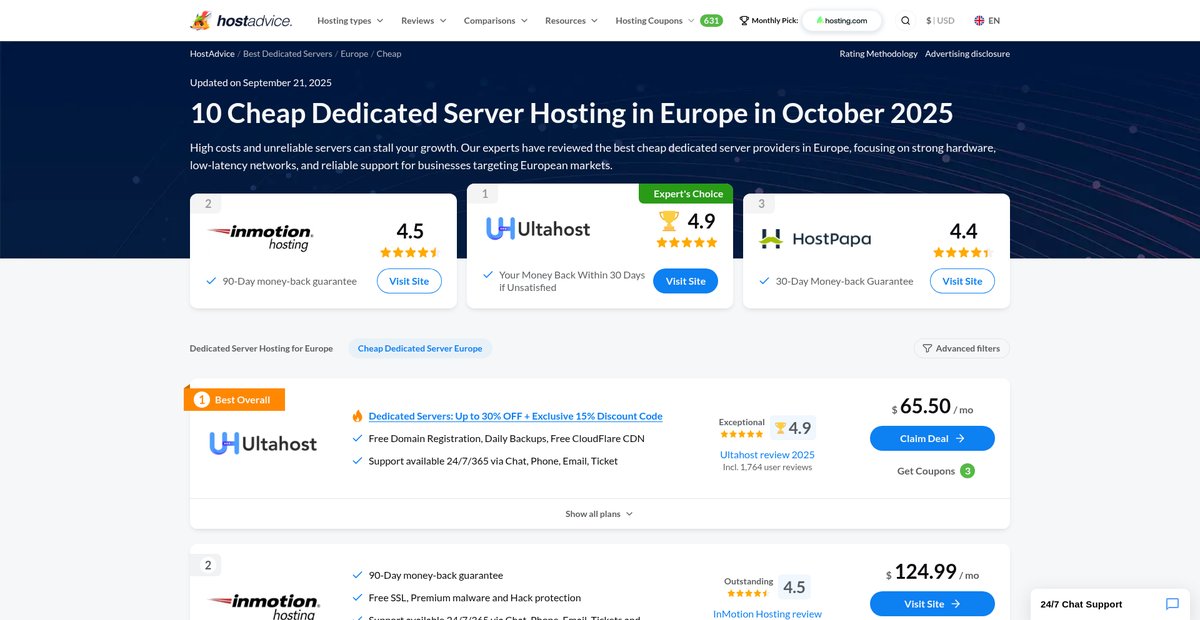 10 Cheap Dedicated Server Hosting in Europe (Sep 2025) Screenshot