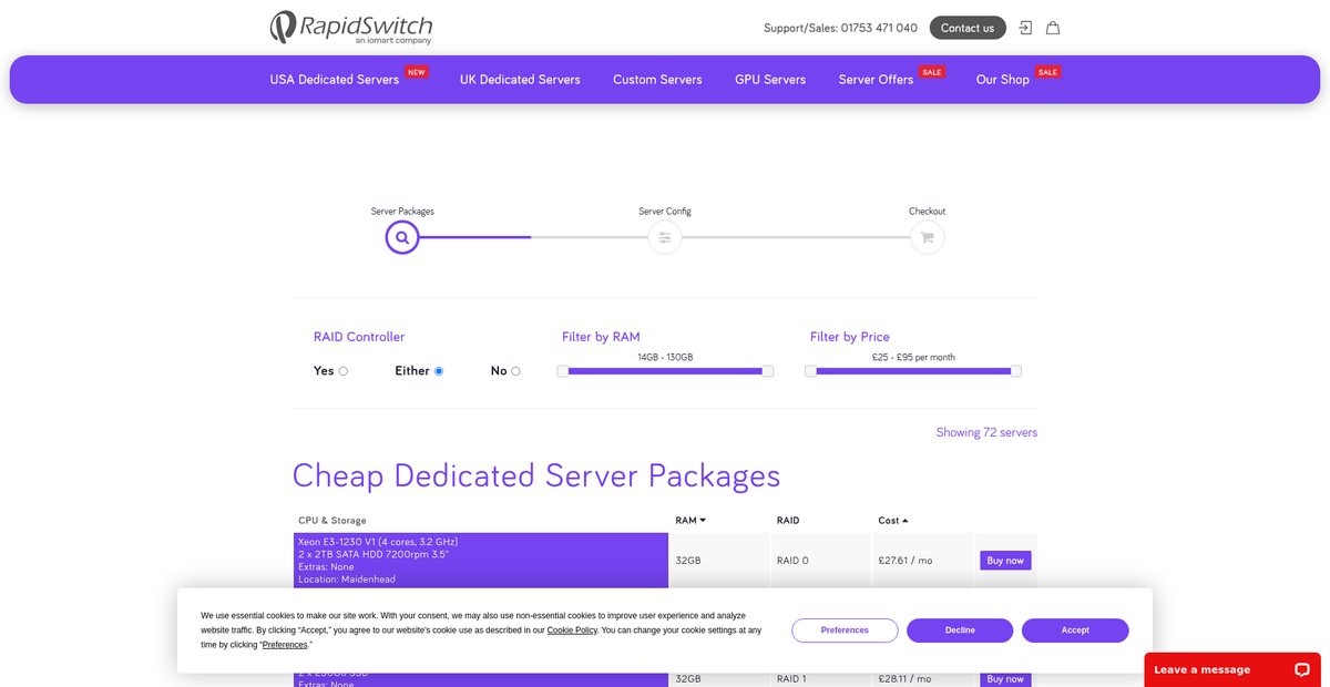 Cheap Dedicated Server Packages Screenshot