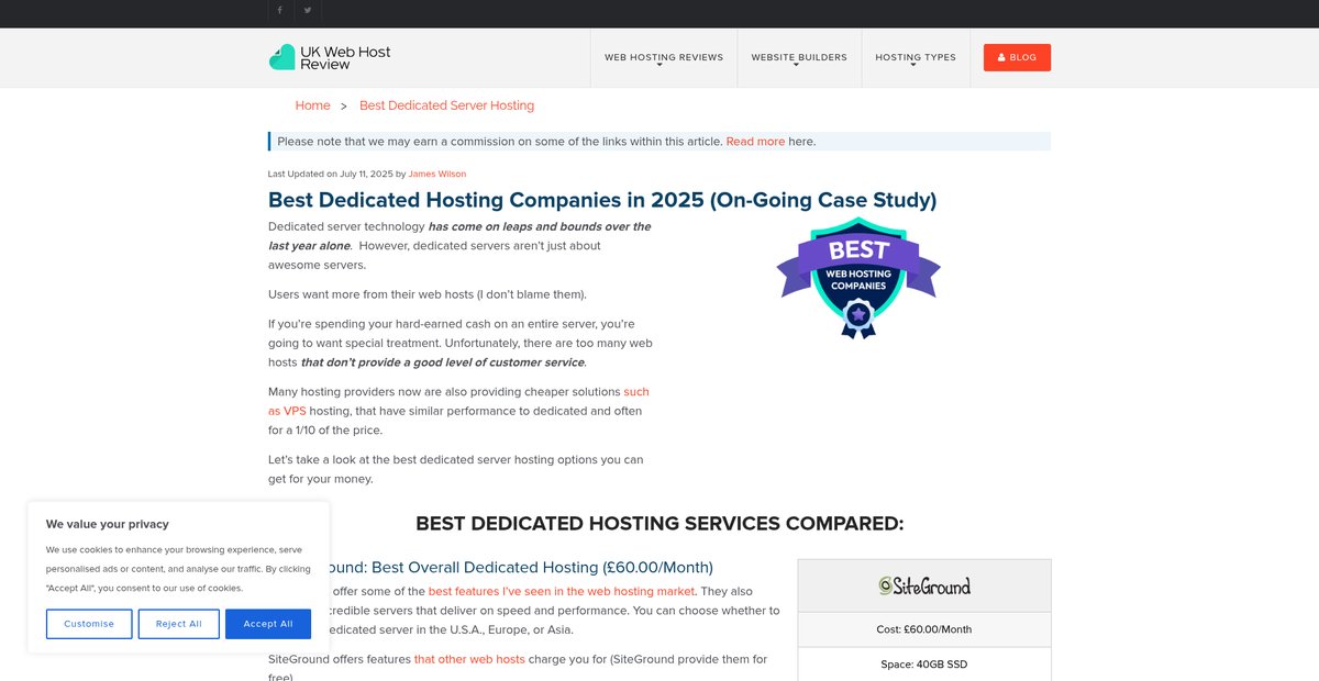 8 Best Dedicated Server Hosting in 2025 (+ Pros & Cons) Screenshot