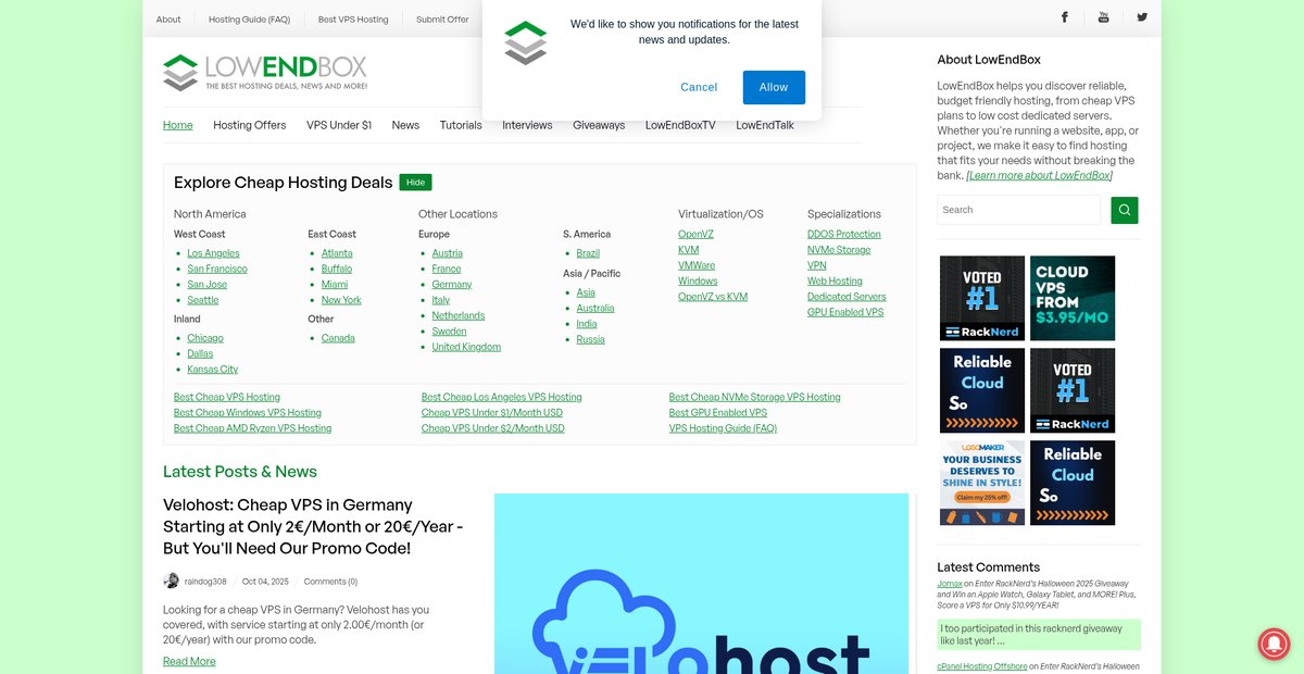 LowEndBox - Cheap VPS, Dedicated Servers and Hosting ... Screenshot
