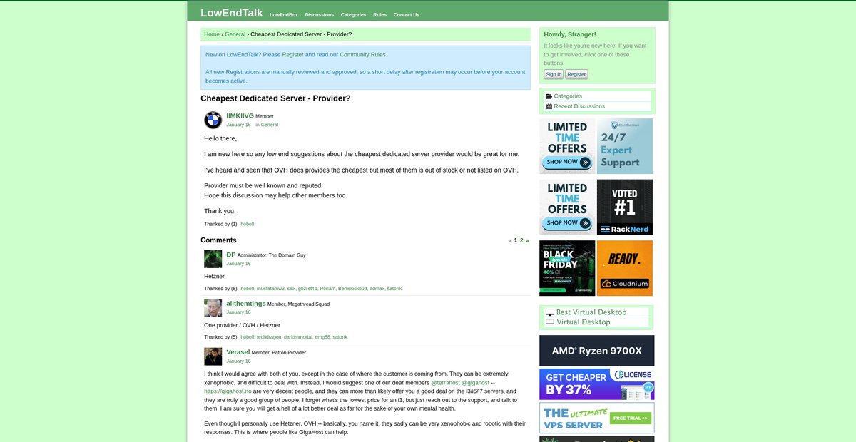Cheapest Dedicated Server - Provider? Screenshot