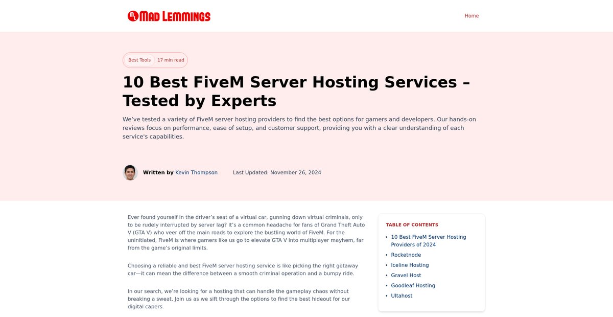 10 Best FiveM Server Hosting Services - Tested by Experts Screenshot