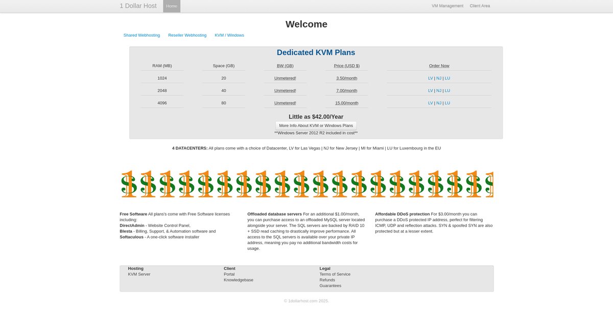 1 Dollar Host - Affordable Hosting Screenshot
