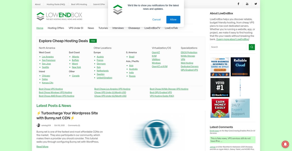 LowEndBox - Cheap VPS, Dedicated Servers and Hosting ... Screenshot