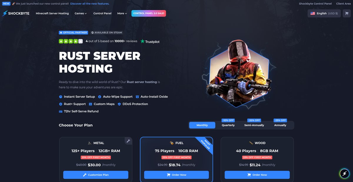 Rust Server Hosting Screenshot