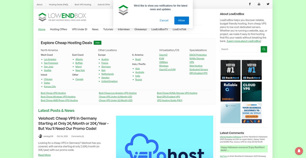 LowEndBox - Cheap VPS, Dedicated Servers and Hosting ... Screenshot